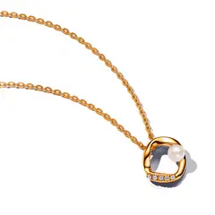 PANDORA - Collar Forma Organica Pave Y Perla Mujer