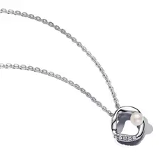 PANDORA - Collar Forma Organica Pave Y Perla Mujer