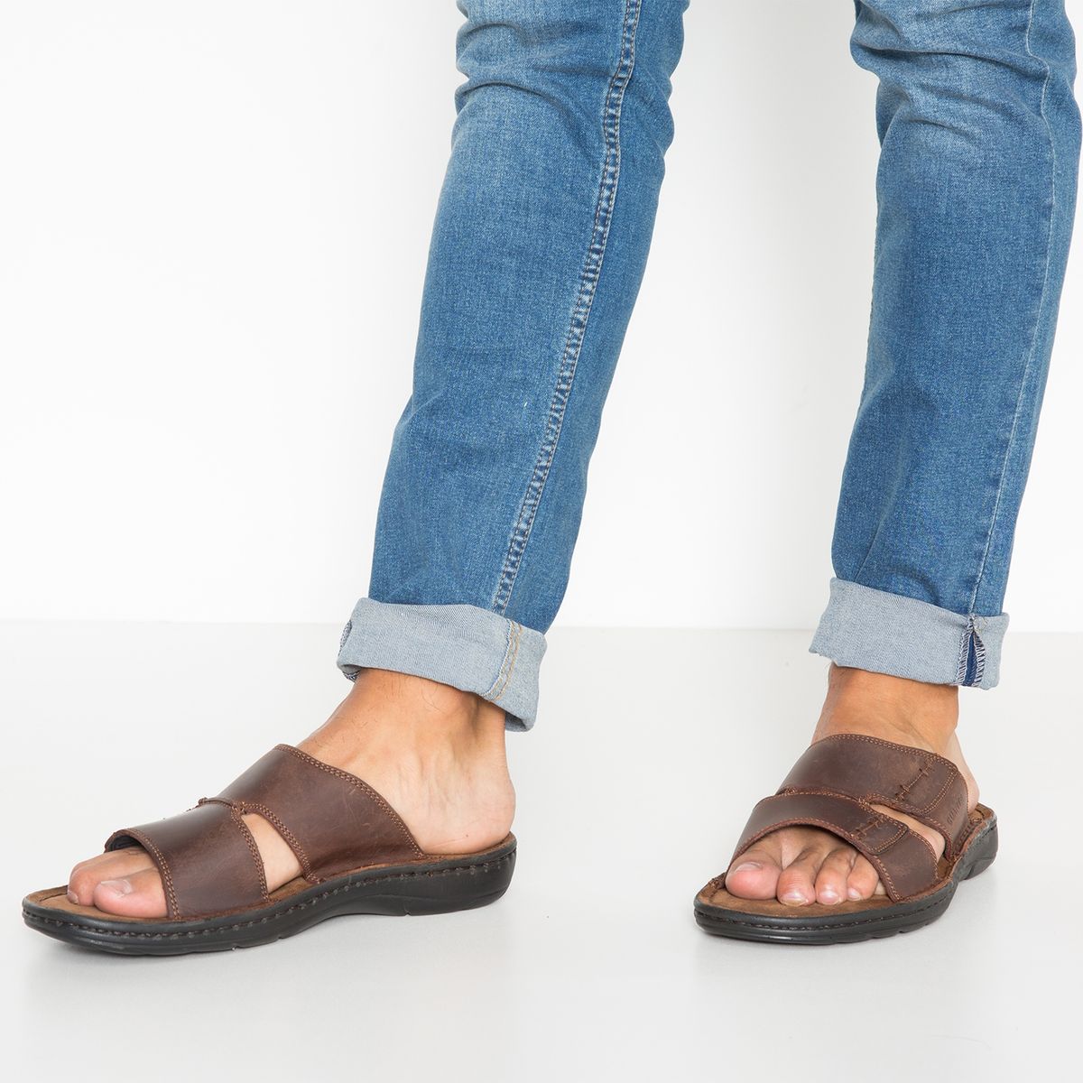 GUANTE - Sandalia Hombre Cuero Café