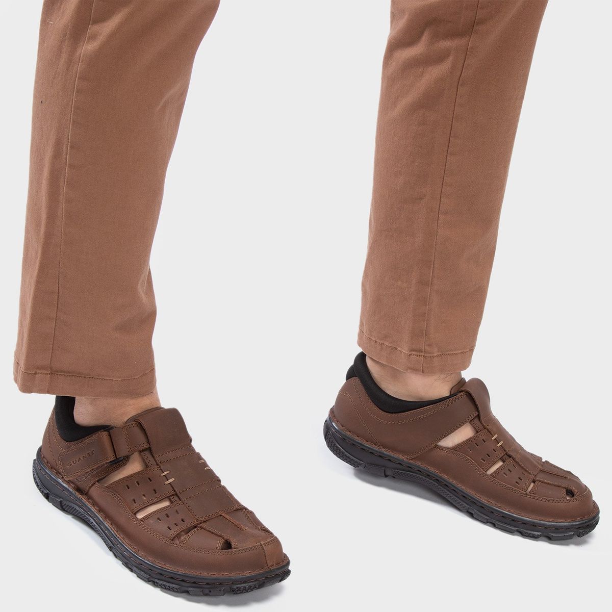 GUANTE - Sandalia Hombre Cuero Café Guante