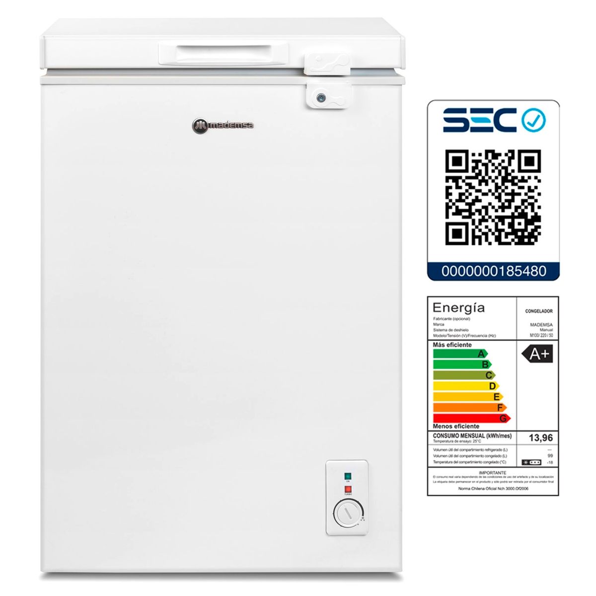 MADEMSA - Congelador Freezer Horizontal 99 lt M100