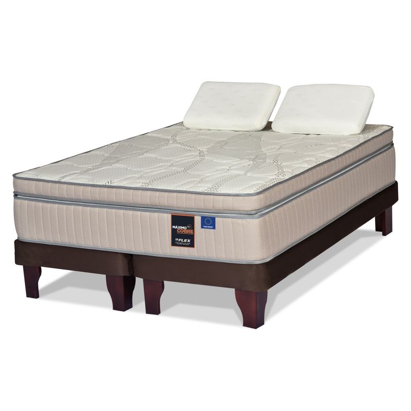 FLEX - Cama maximo Cobre 2 Plazas Base Dividida 150x200 cm + Almohadas Flex