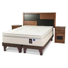 FLEX - Cama Europea Maximo Cob 2 Plazas + Respaldo + 2 Veladores