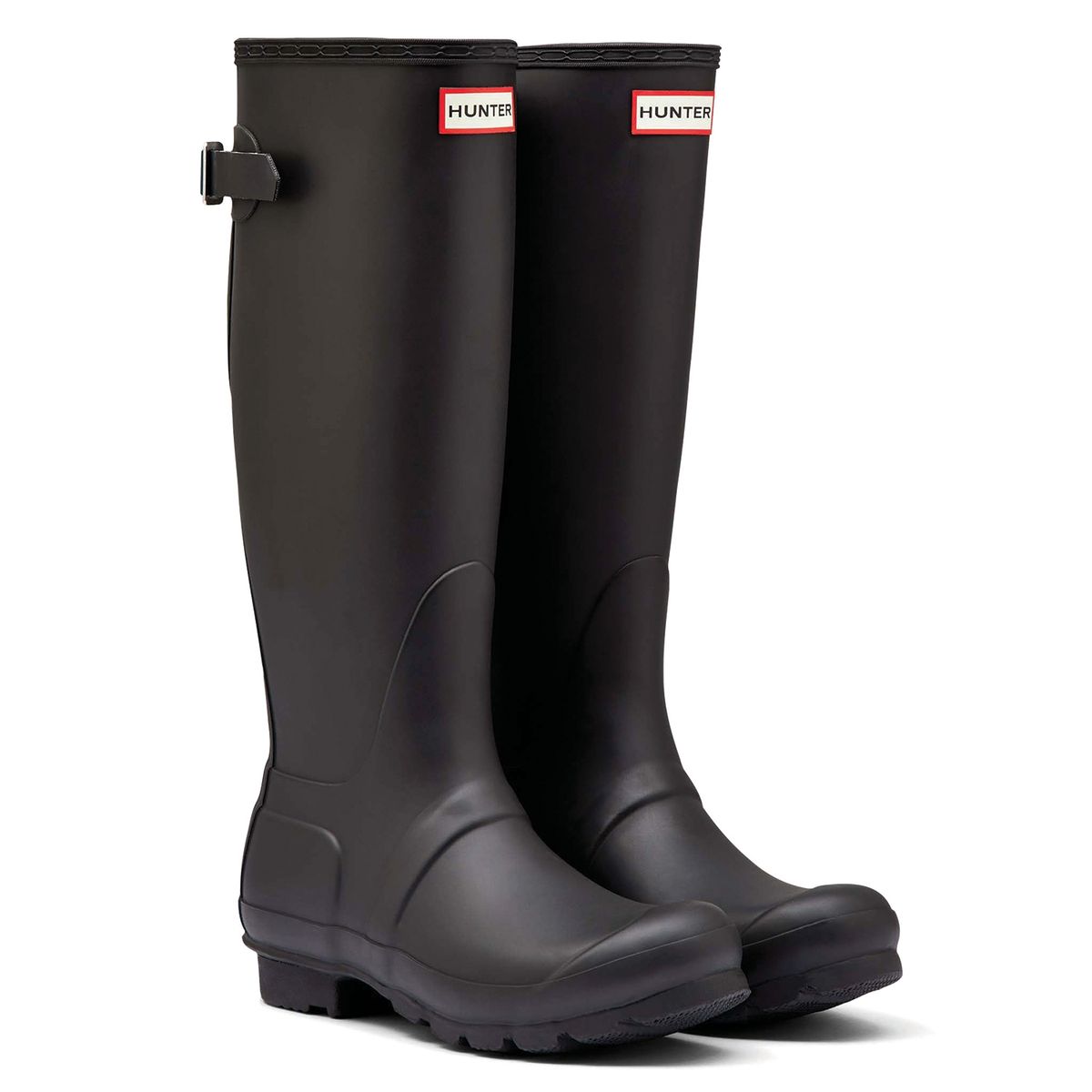 HUNTER - Bota de Agua Mujer Ajustable Atrás Negra Matte Hunter