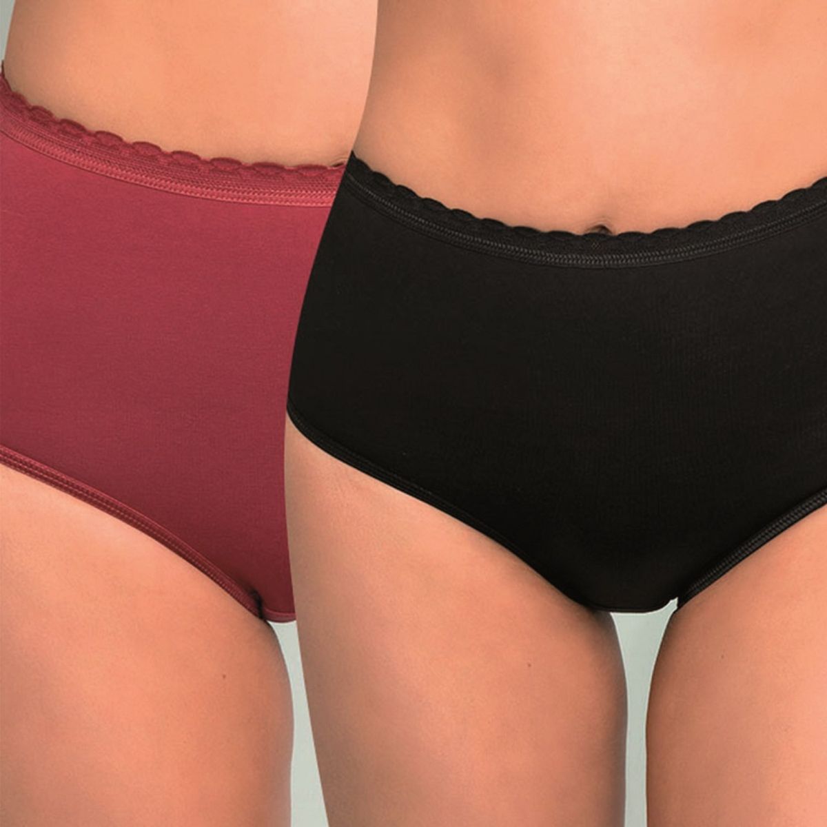 INTIME - Pack De 2 Calzones Intime Cintura Alta Detalle Encaje Mujer
