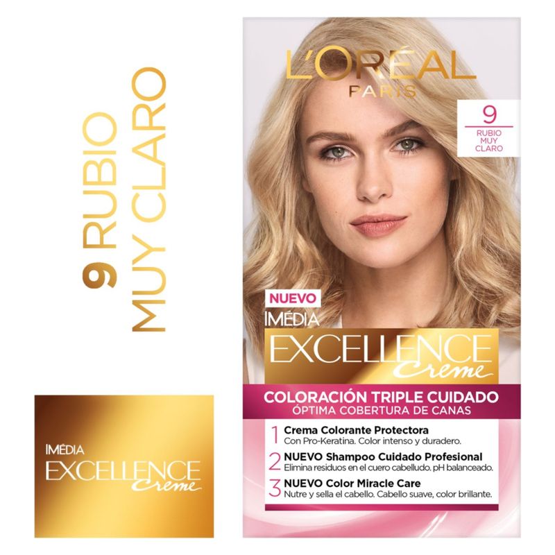 EXCELLENCE - Coloración Protección del Color Cabello Tinturado 9 Rubio Muy Claro Excellence