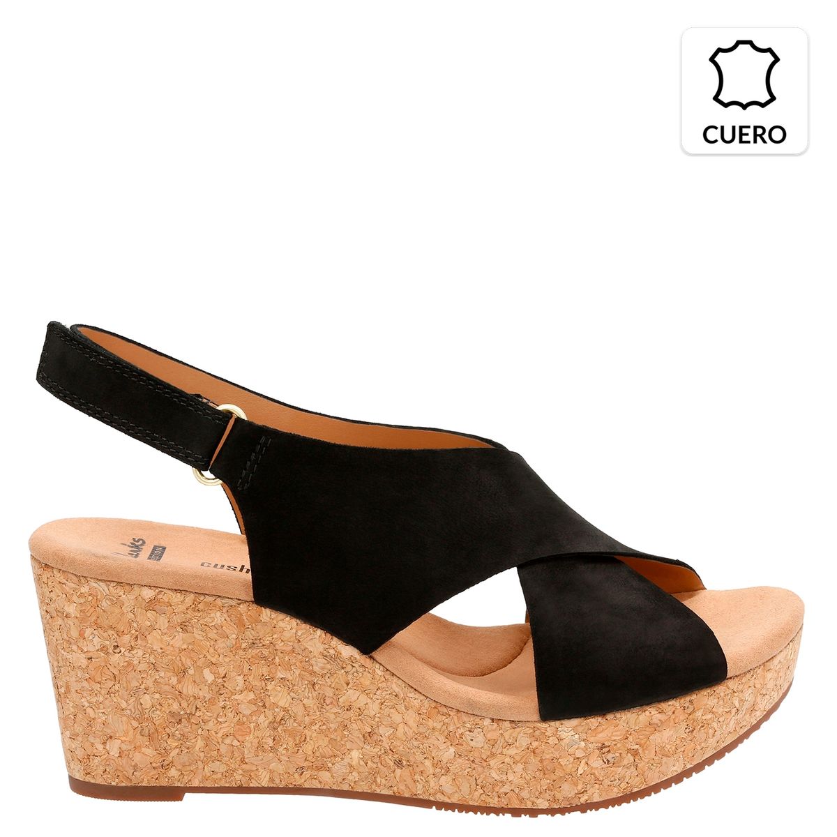 CLARKS - Sandalia Mujer Cuero Negro Clarks