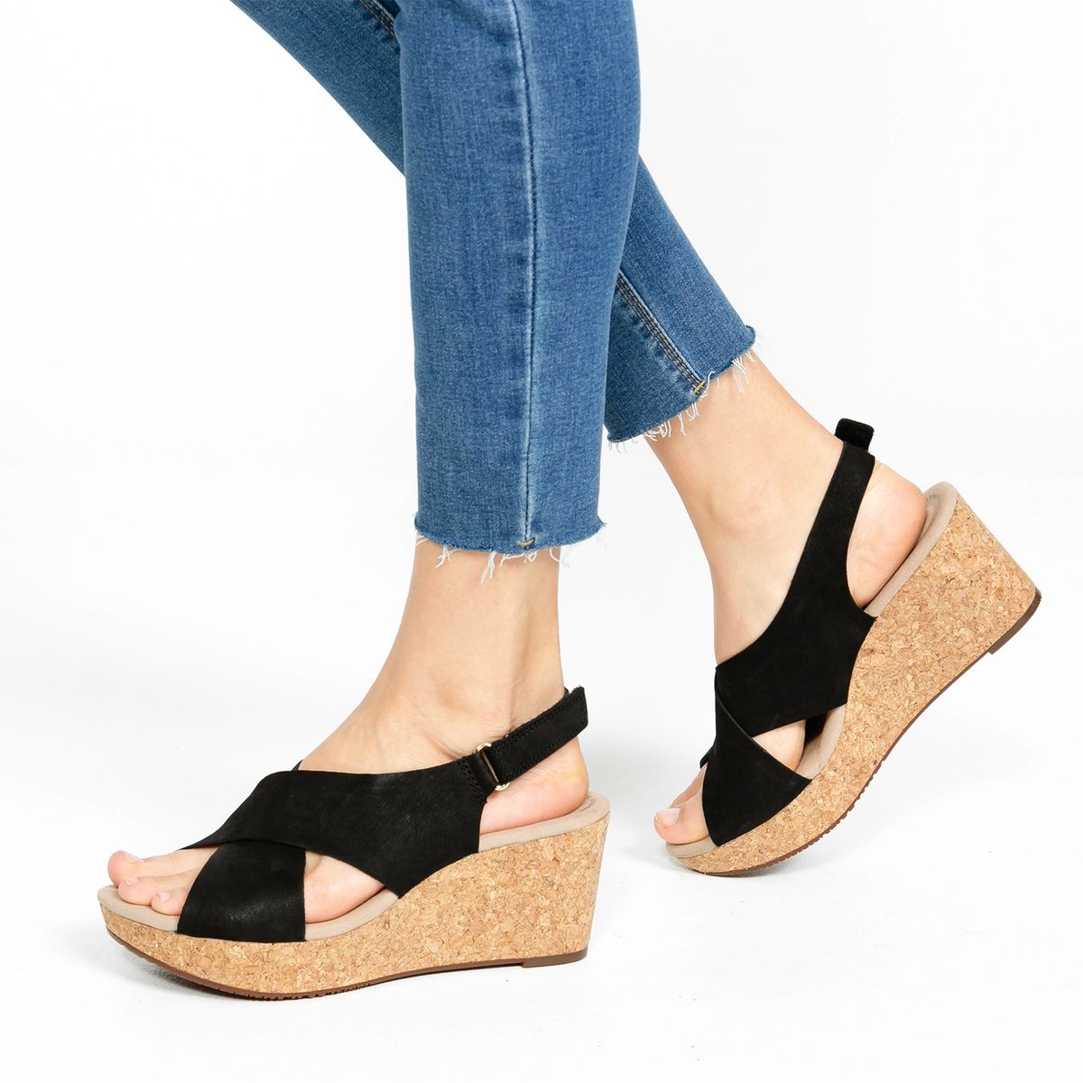 CLARKS - Sandalia Mujer Cuero Negro Clarks