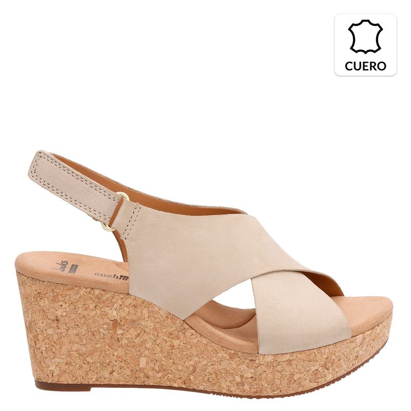 CLARKS - Sandalia Mujer Cuero Beige Clarks