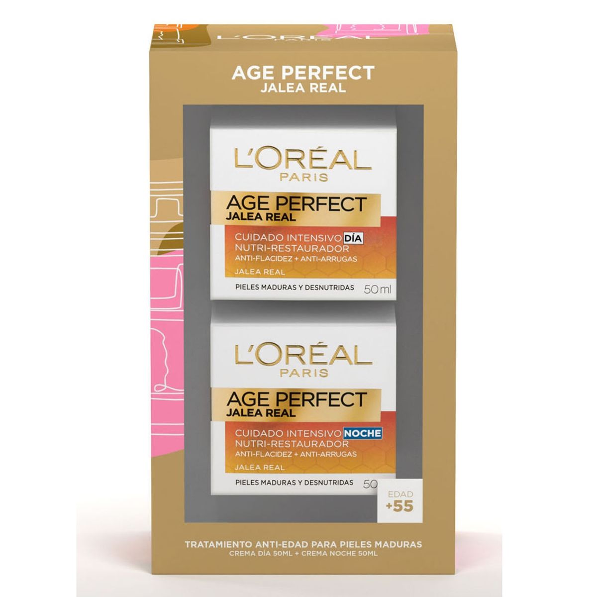 DERMO EXPERTISE - Set Crema Día y Noche Anti-Arrugas Age Perfect Jalea Real Dermo Expertise