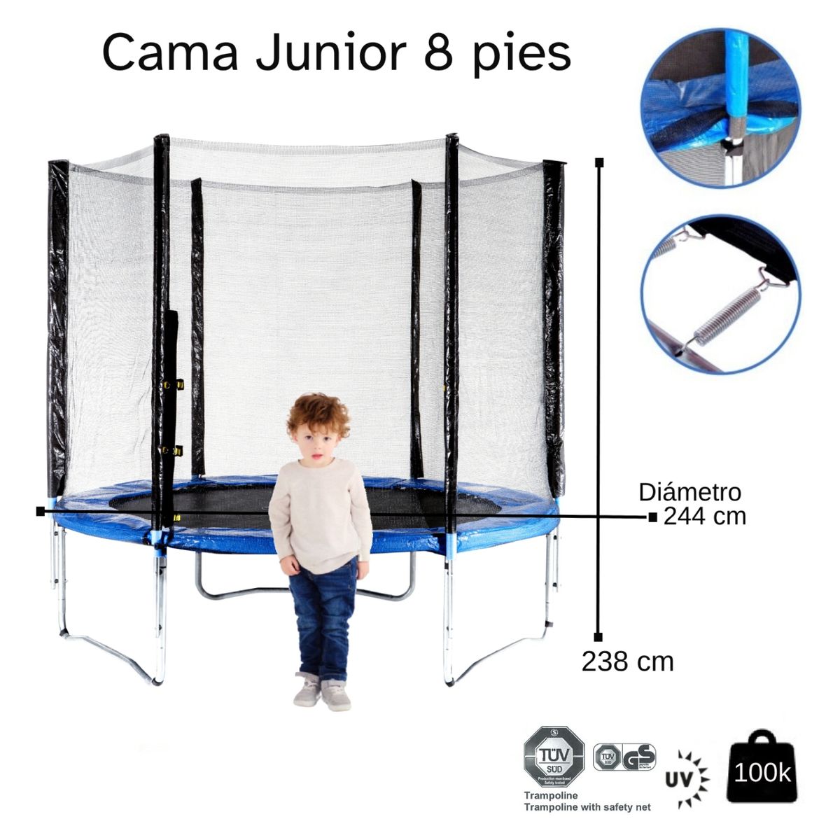 KIDSCOOL - Cama Elástica Junior 8 Pies Kidscool