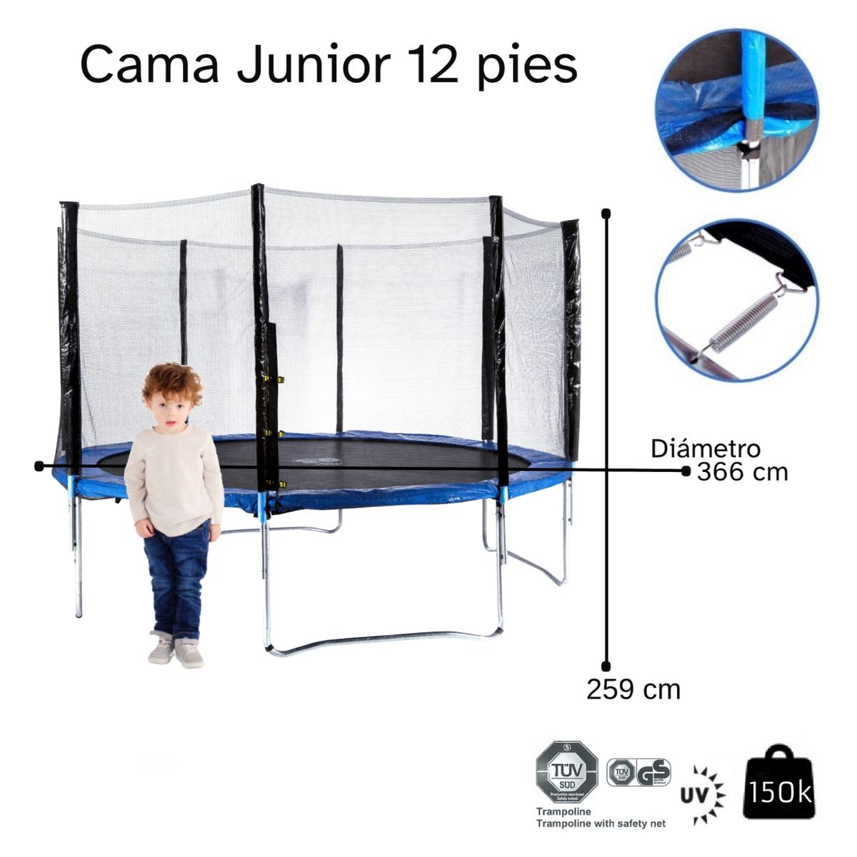 KIDSCOOL - Cama Elástica Junior 12 Pies Kidscool