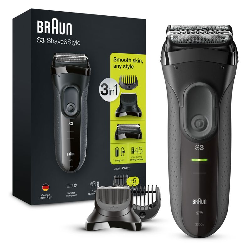 BRAUN - Afeitadora y Cortabarba Braun Serie 3000BT