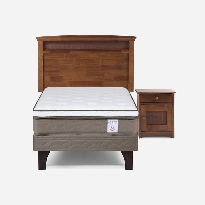 ROSEN - Cama Europea 1,5 Plazas New Style 6 + Muebles Veneto Rosen