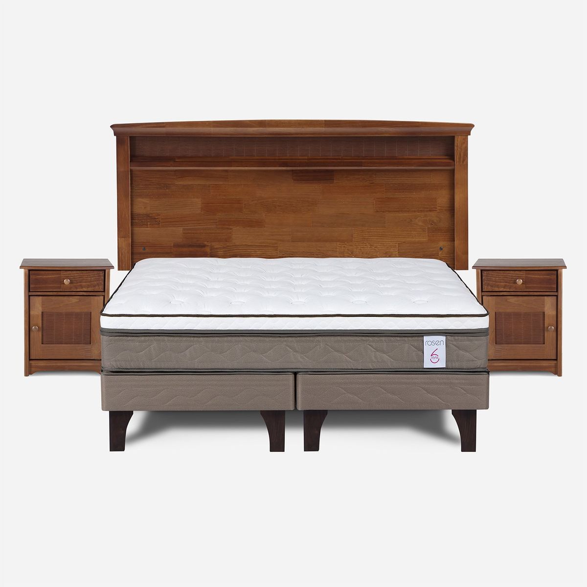 ROSEN - Cama Europea New Style 6 2 Plazas + Muebles Veneto Rosen