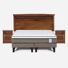 ROSEN - Cama Europea New Style 6 2 Plazas + Muebles Veneto