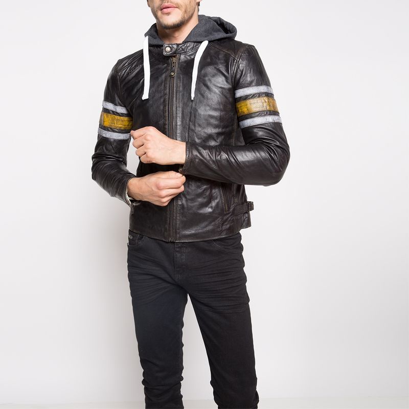 RICHA - Chaqueta Cuero Toulon Yellow