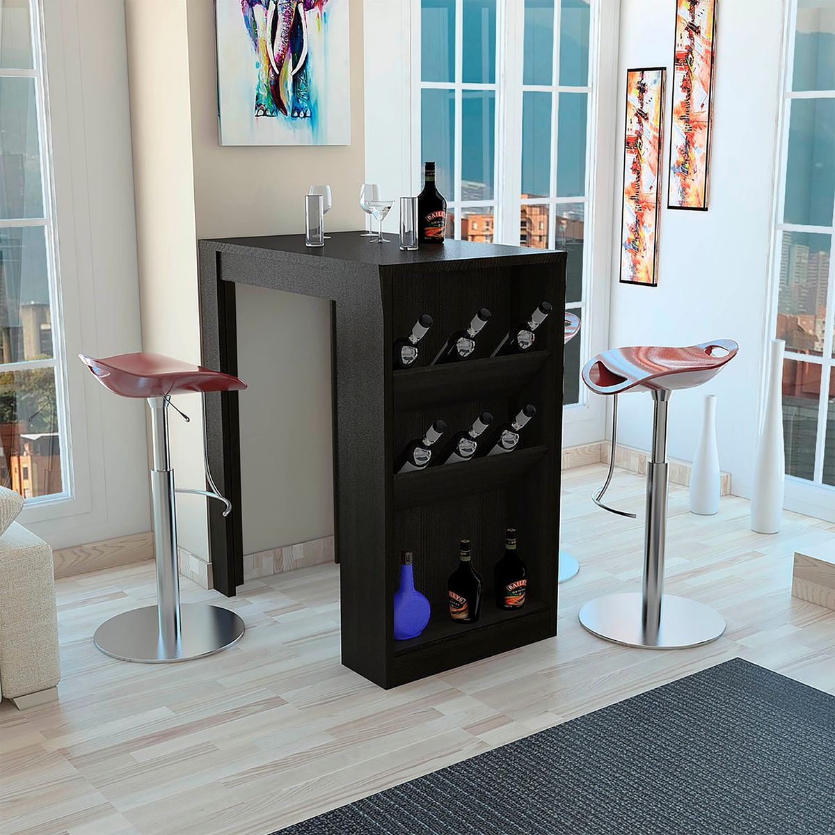 TUHOME - Mesa De Bar Syrah Wengue Tuhome