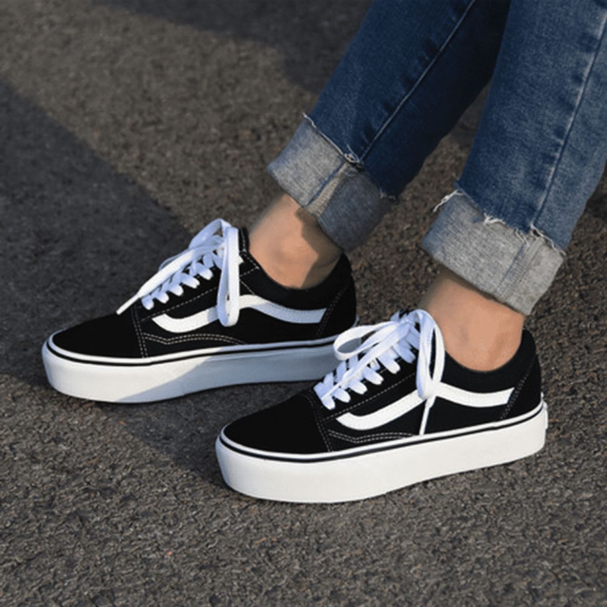 VANS - Vans Ua old skool platform zapatilla urbana mujer negro