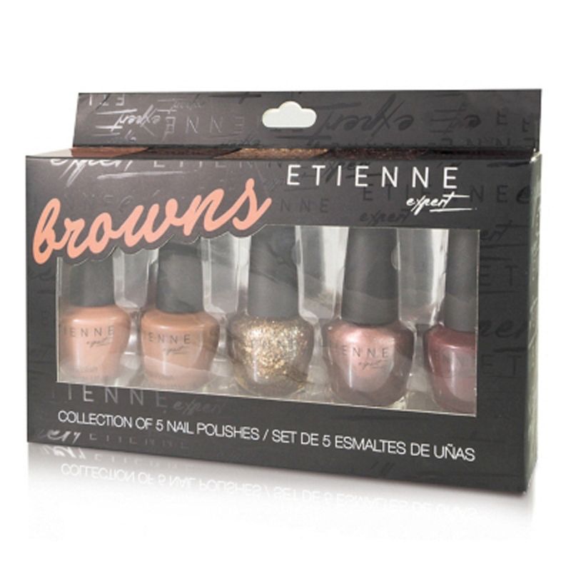 ETIENNE - Set 5 Esmaltes de Uñas Café Con Acabado Brillante Etienne