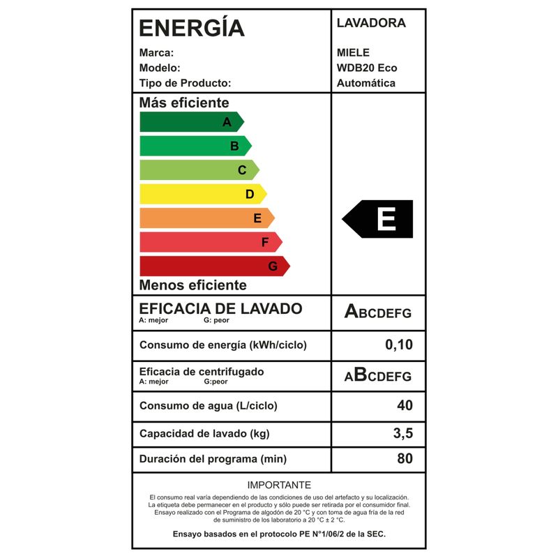 MIELE - Lavadora Automática 7 kg WDB020
