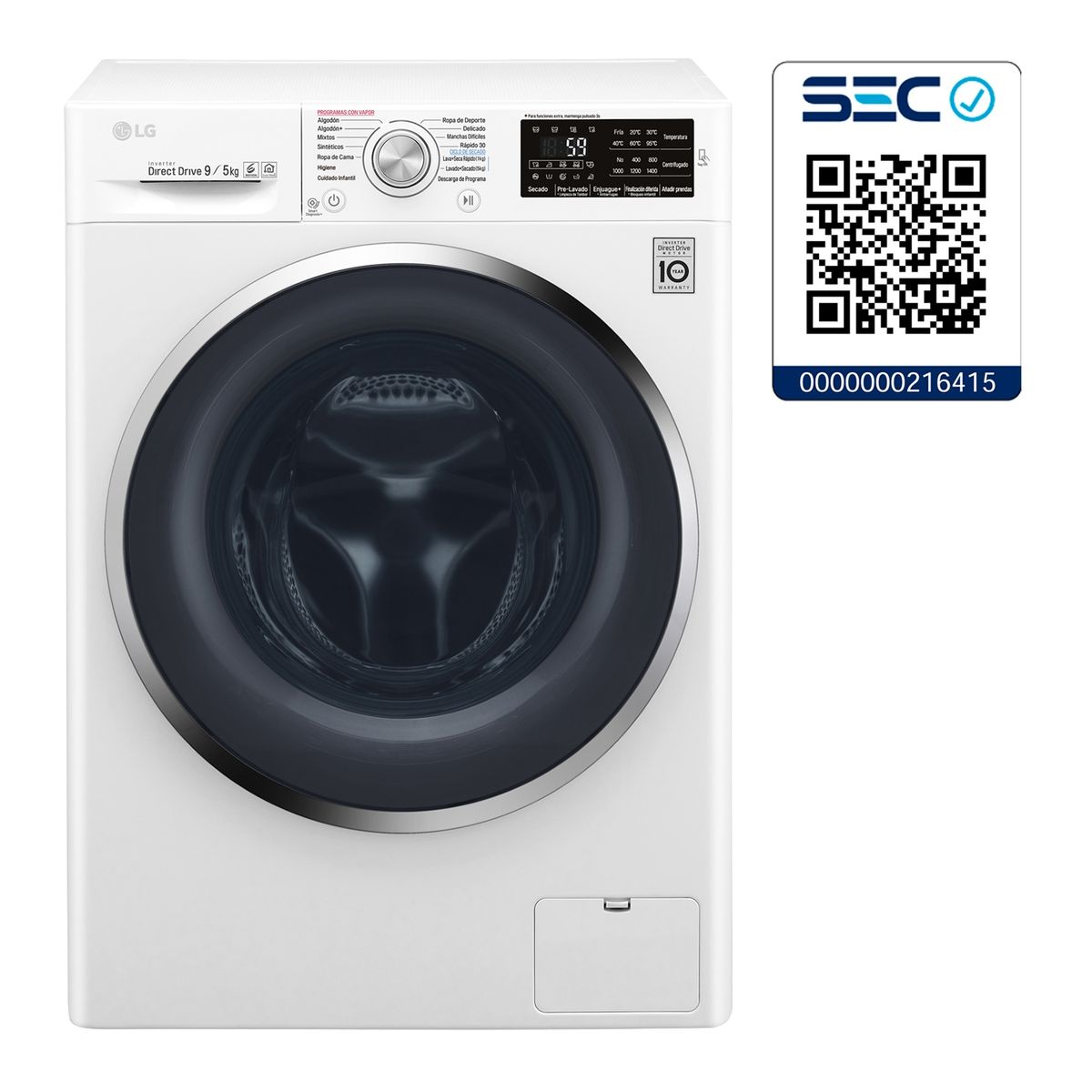 LG - Lavadora Secadora 9/5 kg WD9WB6