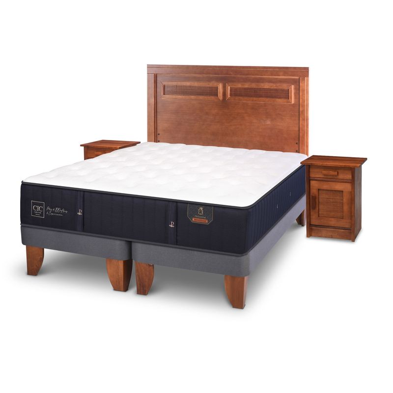 CIC - Cama Europea Premium 2 Plazas Bd 150 X 200 Cm + Muebles Milan Cic