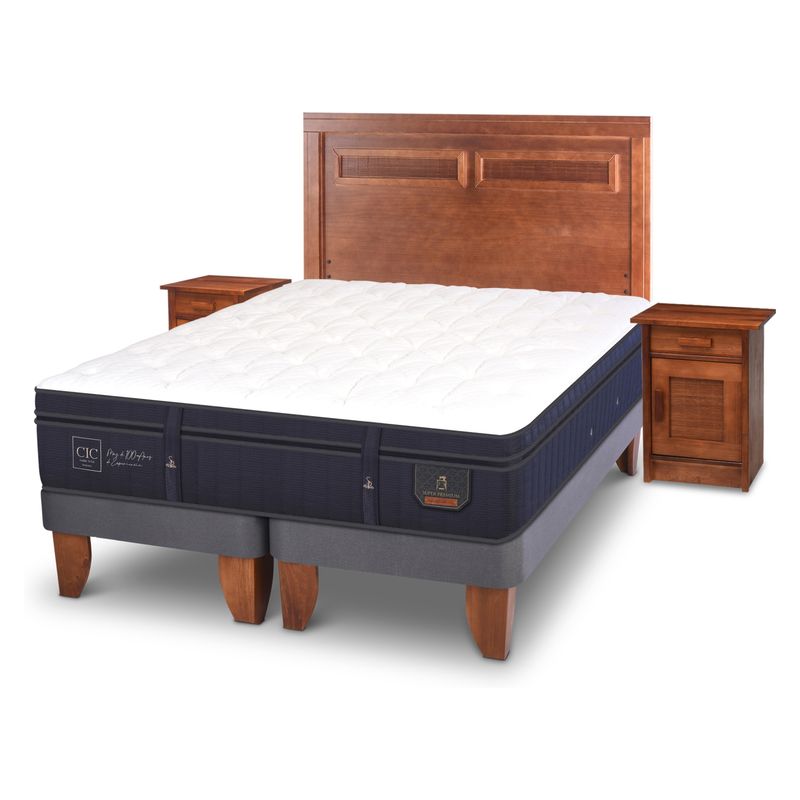 CIC - Cama Europea Premium 2 Plazas Base Dividida 150X200 Cm + Muebles Milán Cic