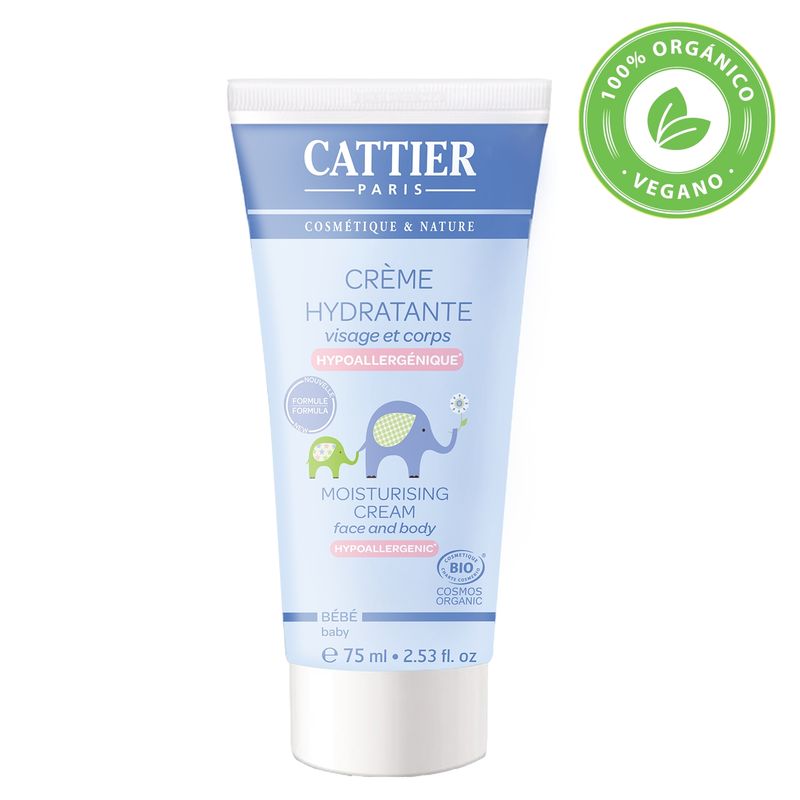 CATTIER - Crema Hidratante para Cara y Cuerpo con almendra dulce y agua de azahar Bebe y Ninos Cattier