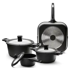 ILKO - Batería de Cocina Antiadherente Aluminio Majestic 7 Piezas
