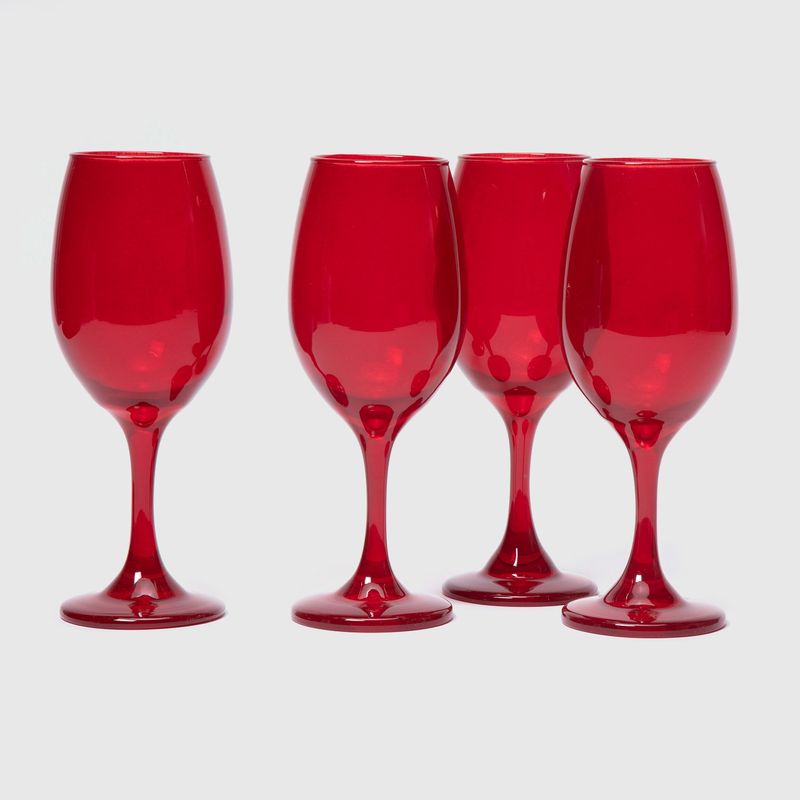MICA - Set 4 Copas Vino Tinto Roja Mica