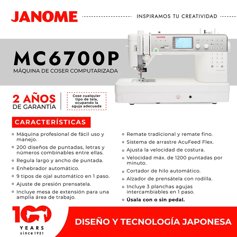 Janome MC6700P Blanco, foto 5
