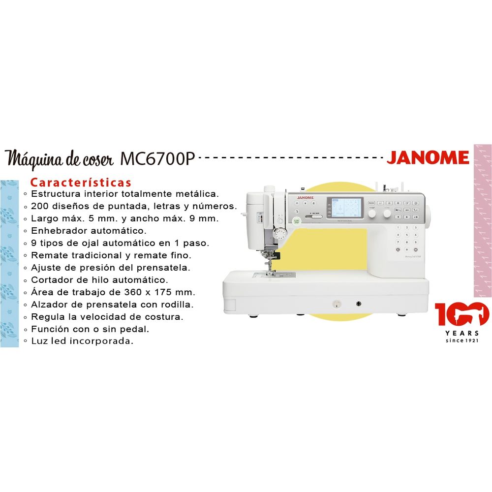 Janome MC6700P Blanco, foto 6