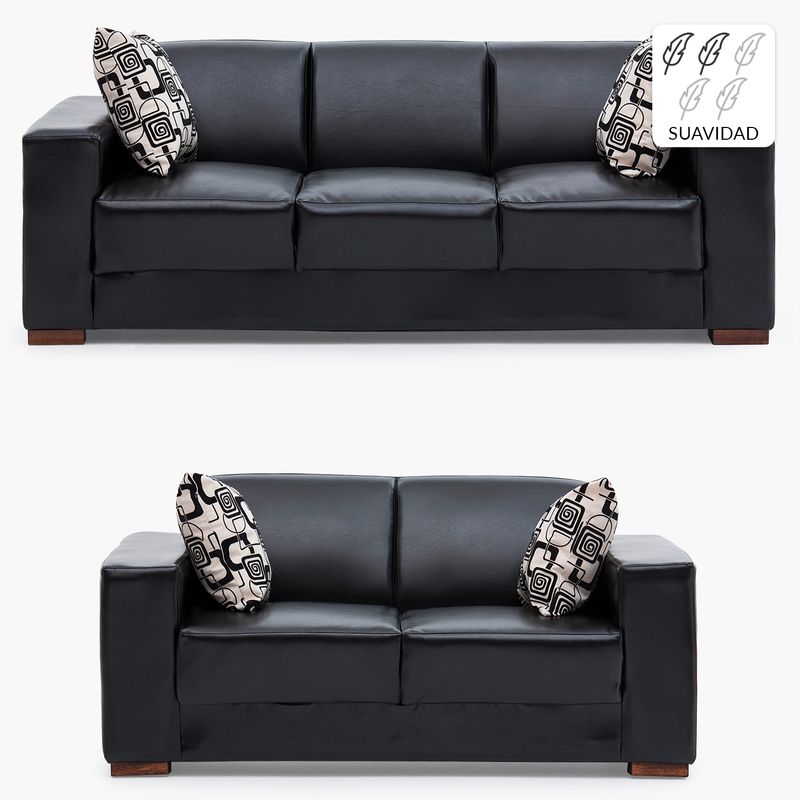 DIVANO - Living 3+2 Cuerpos Gume Prime Pu Negro