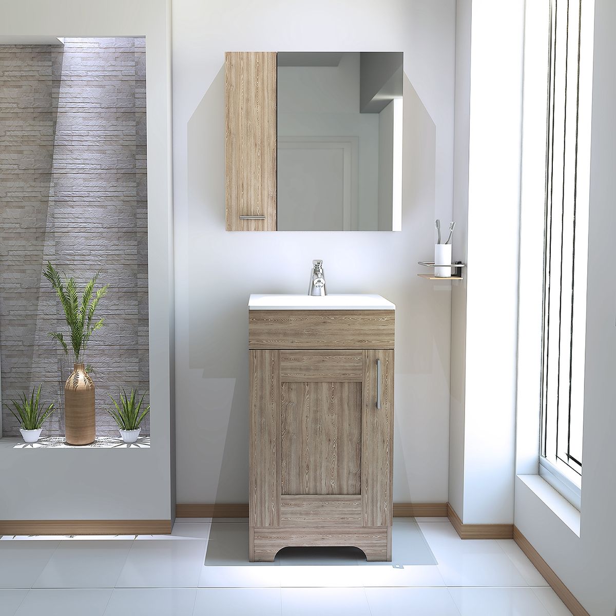 TUHOME - Botiquín + Mueble Baño Barcelona Miel Tuhome