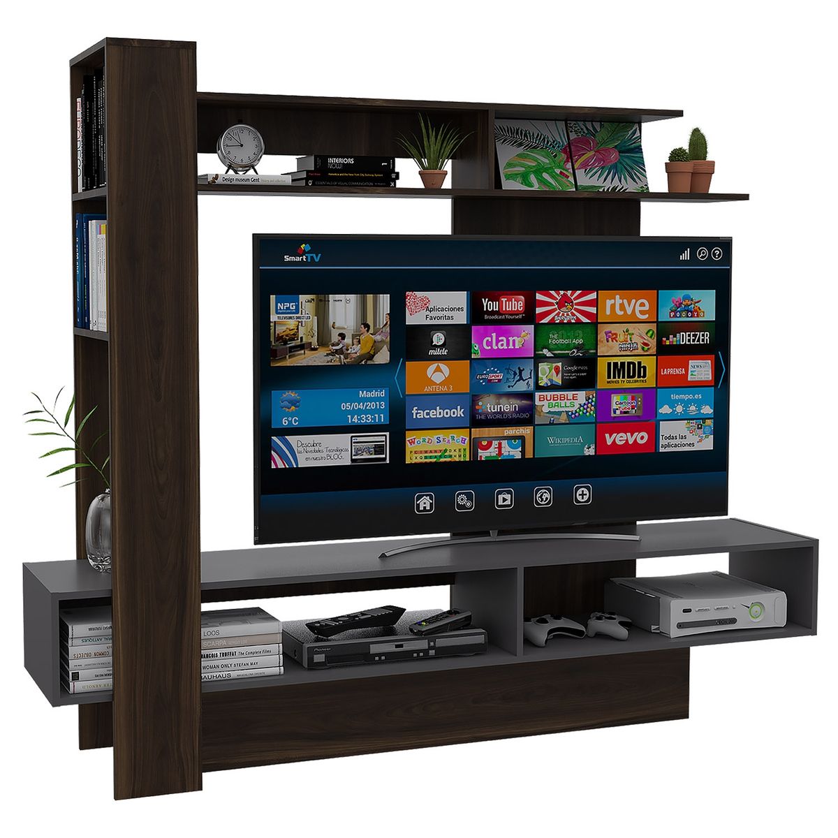 TUHOME - Estante Flamenco Tv Habano Plomo Tuhome