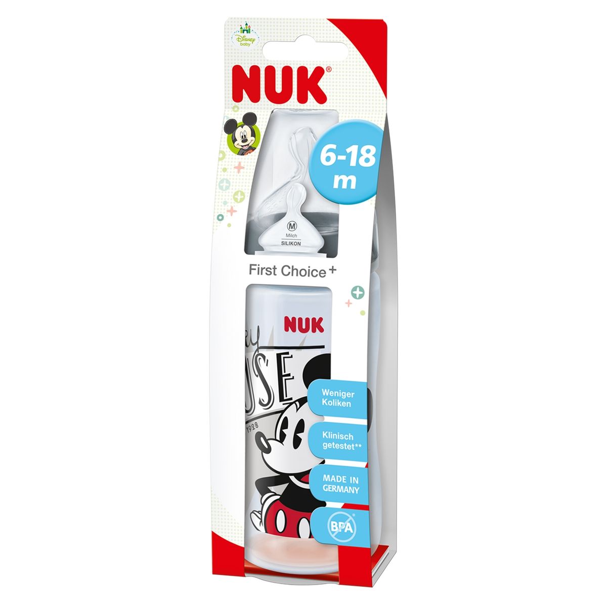NUK - Mamadera 300Ml Silicona Mickey Negro Nuk
