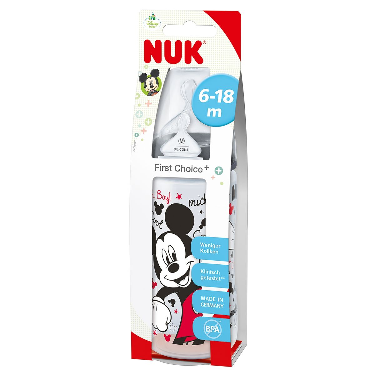 NUK - Mamadera 300Ml Silicona Mickey Negro Nuk