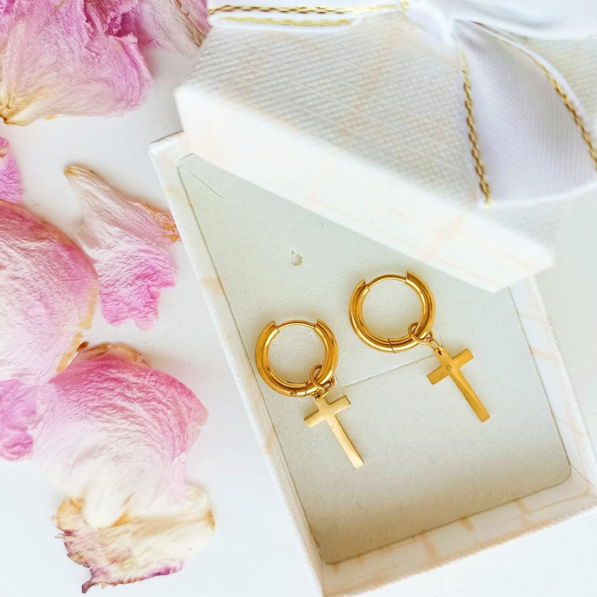 ELBAULDEJUMA - Aros cruz doble uso dorado Chapado en Oro punk rock moda