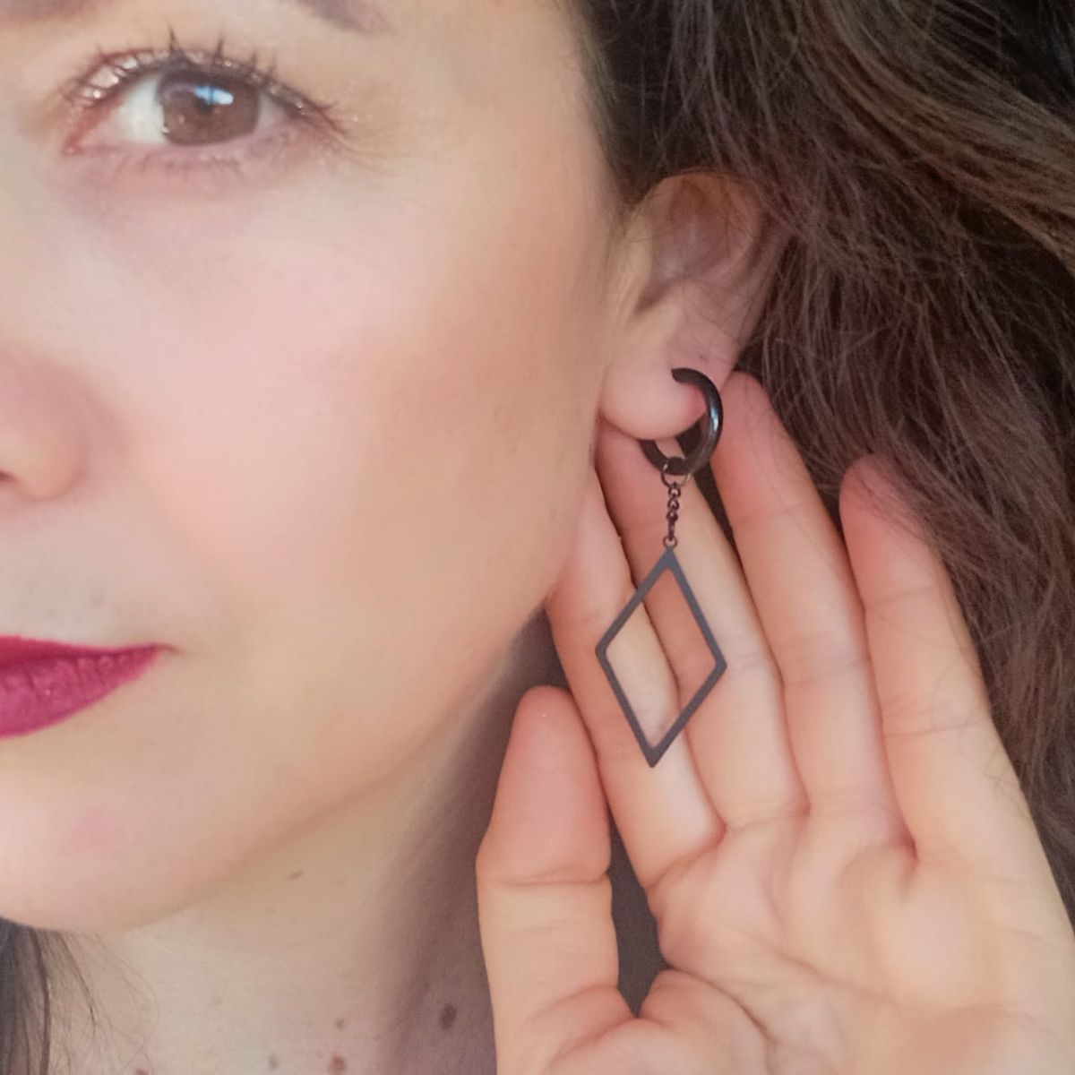 ELBAULDEJUMA - Aro Largo Kpop Rombo Cosplay Punk Negro Doble Uso Unidad