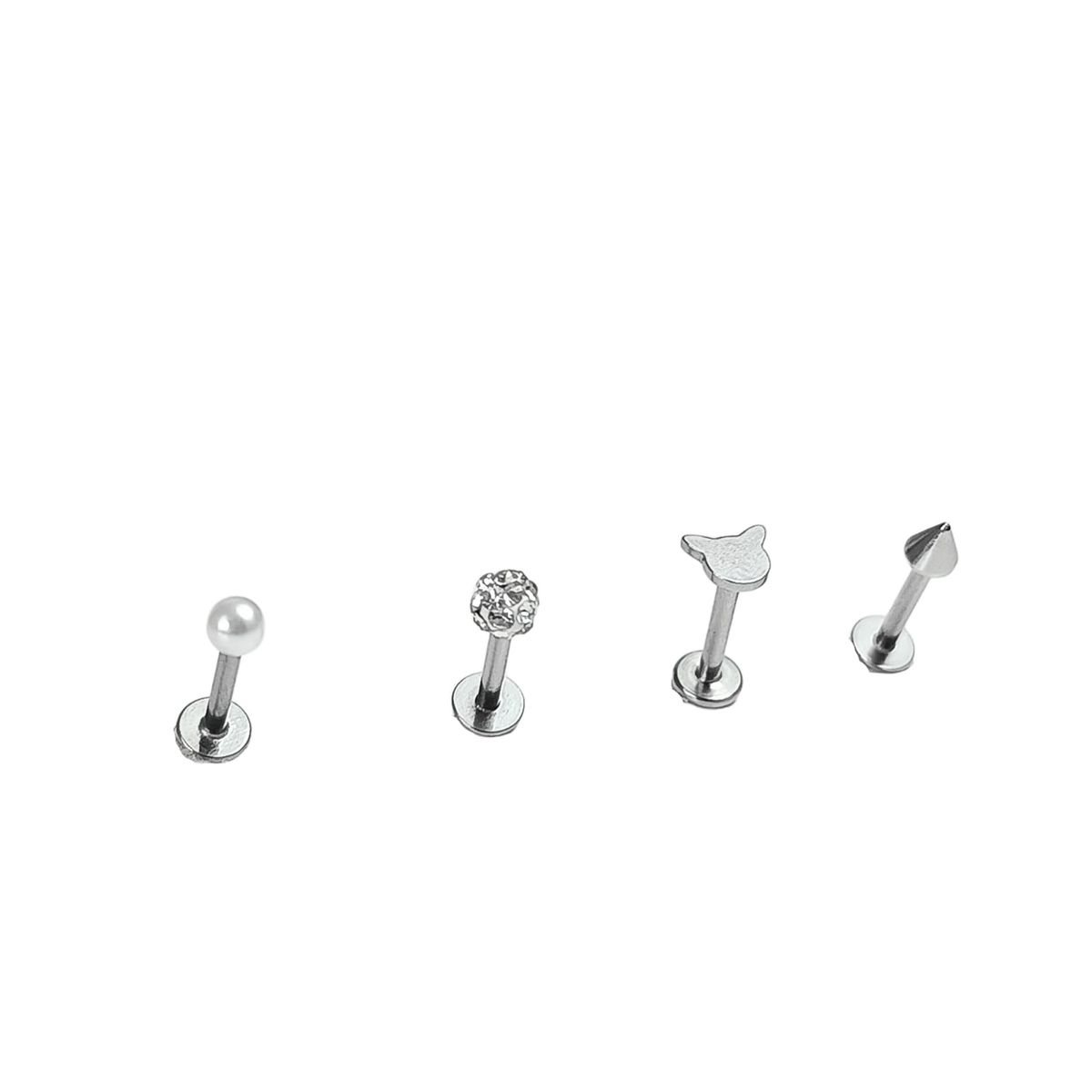 ELBAULDEJUMA - Conjunto Set Piercing Modelo Kitty kpop Nostril Labret Perla Pack