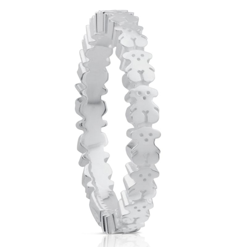 TOUS - Anillo Icon Mesh De Acero Y Plata Vermeil Rosa Con Perla Mujer Tous