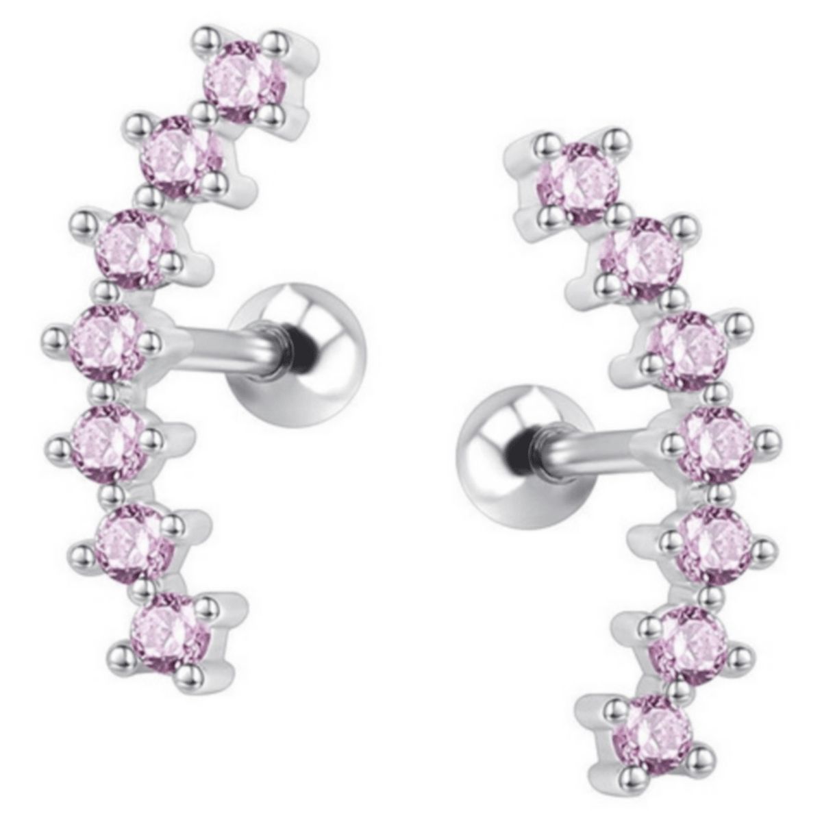ELBAULDEJUMA - Pendientes curvos circonio rosa suave hipoalergénico Piercing Helix