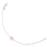 Pulsera De Plata Con Cuarzo Rosa Mujer