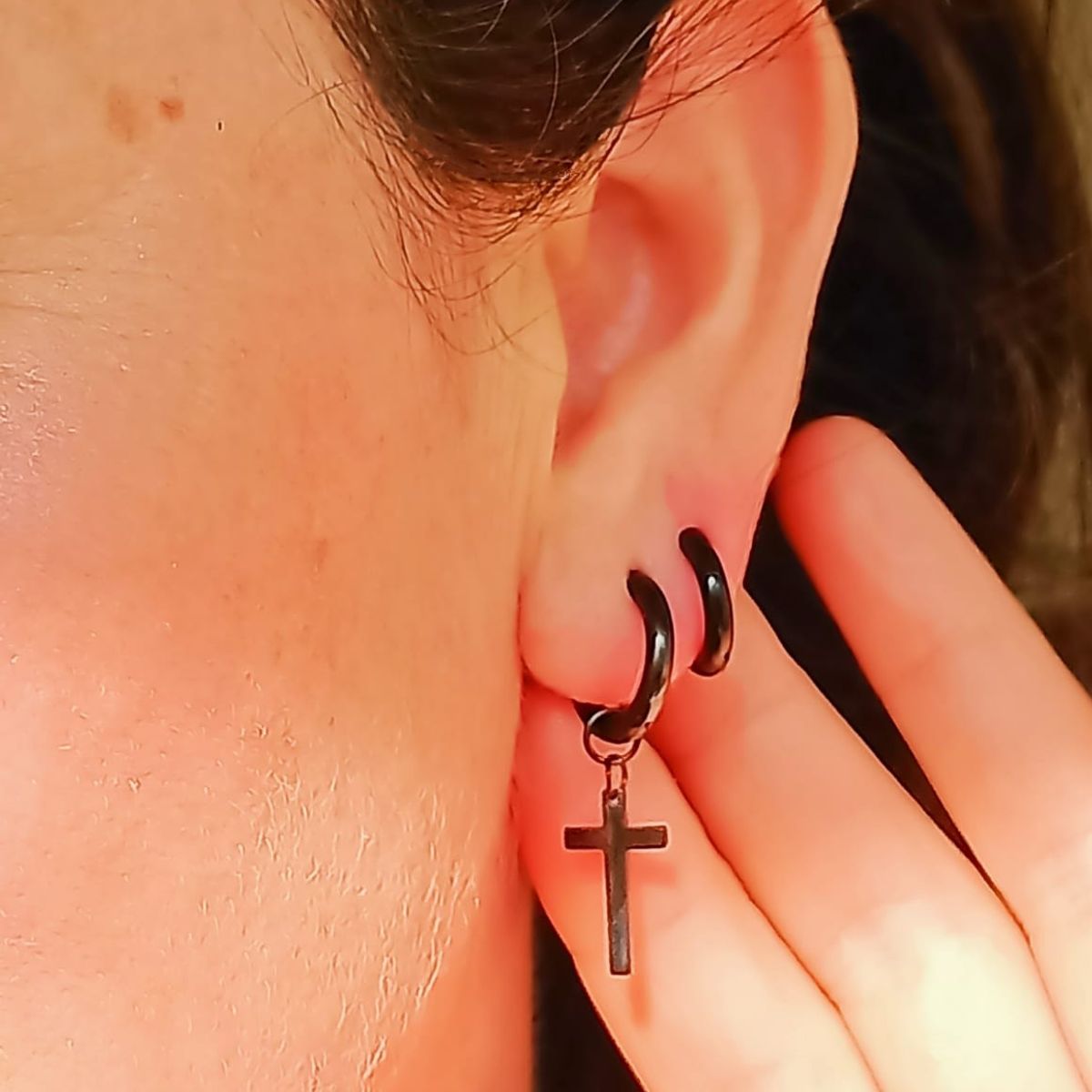 ELBAULDEJUMA - Aros cruz doble uso negro kpop cosplay