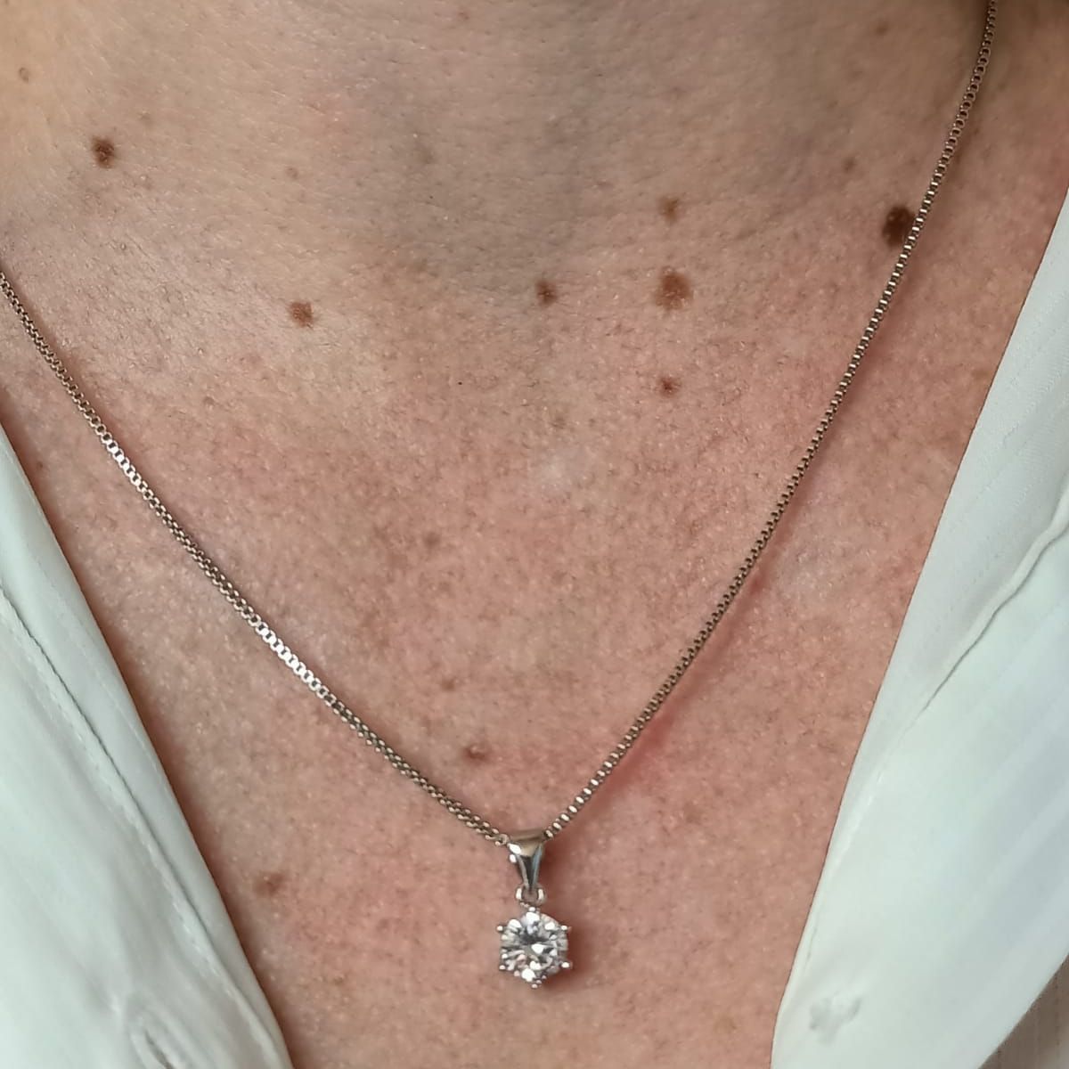 ELBAULDEJUMA - Cadena tejido veneciano dije punto  luz plata ley S925