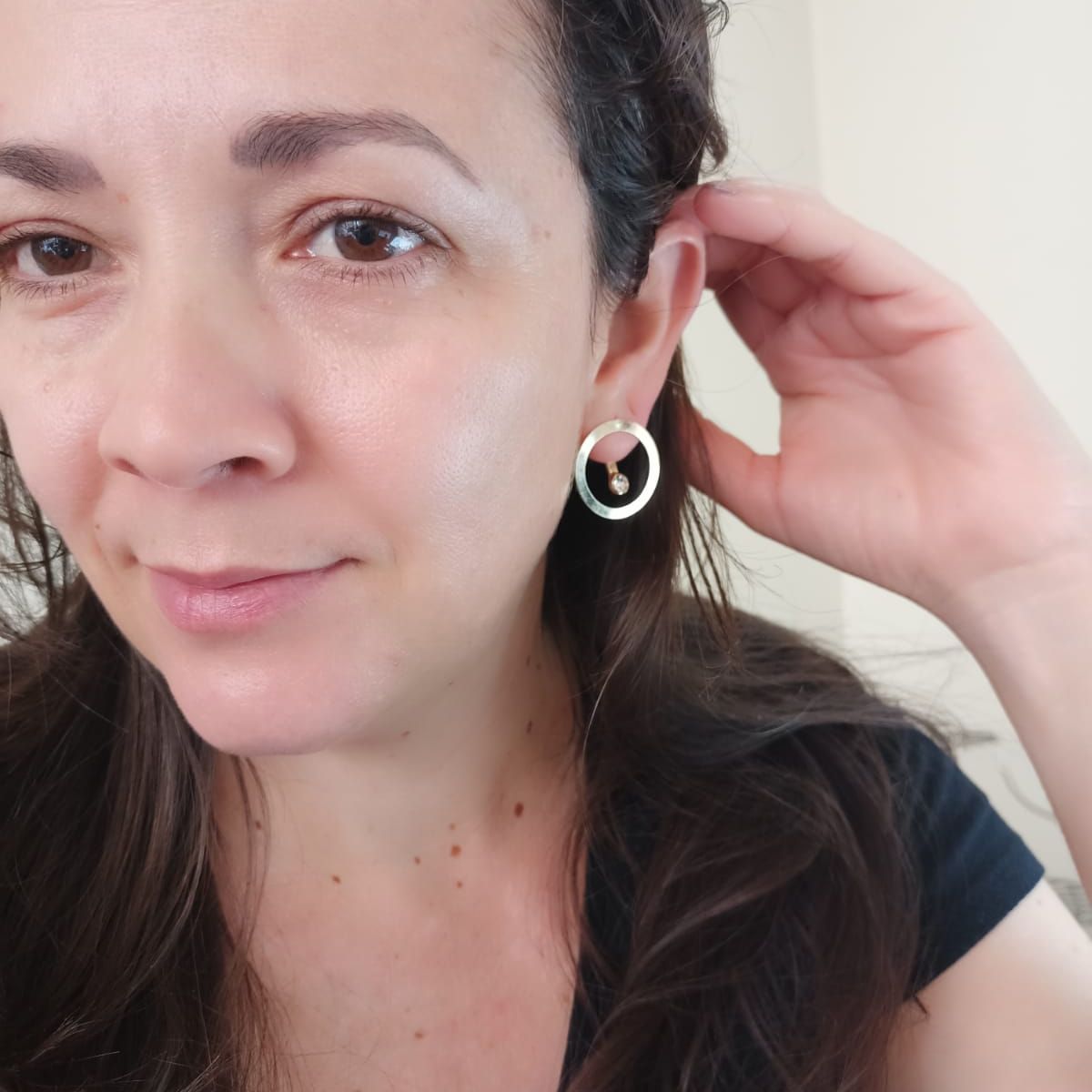 ELBAULDEJUMA - Aros redondos circulo infinito minimalistas zirconio