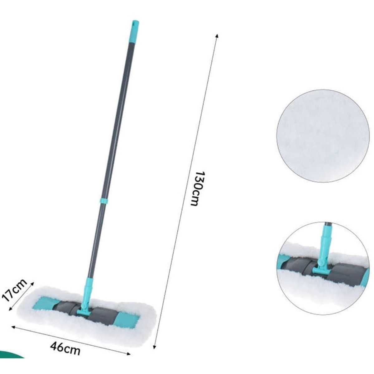 GENERICO - Mopa Trapeador Blanco Microfibra 46Cm Con Mango 130Cm