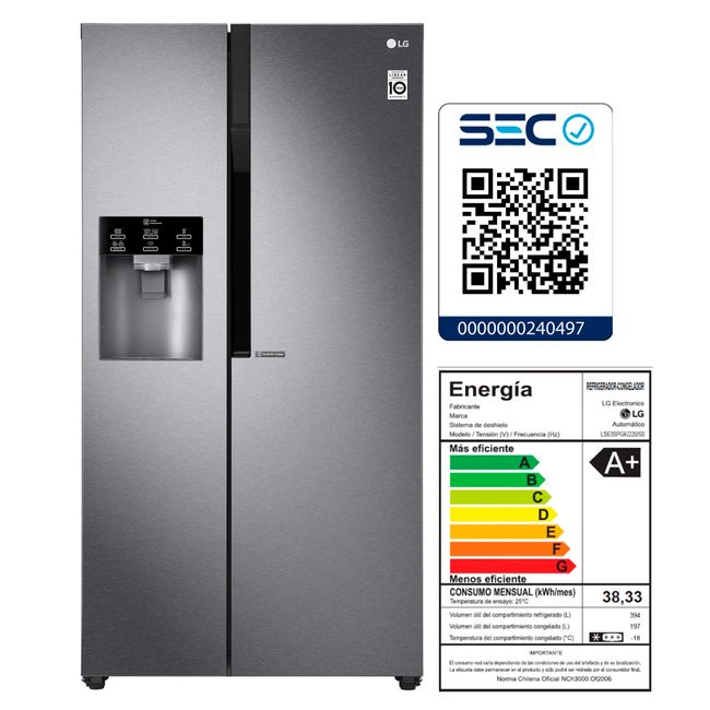 LG - Refrigerador Side by Side 591 Lt LS63SPGK