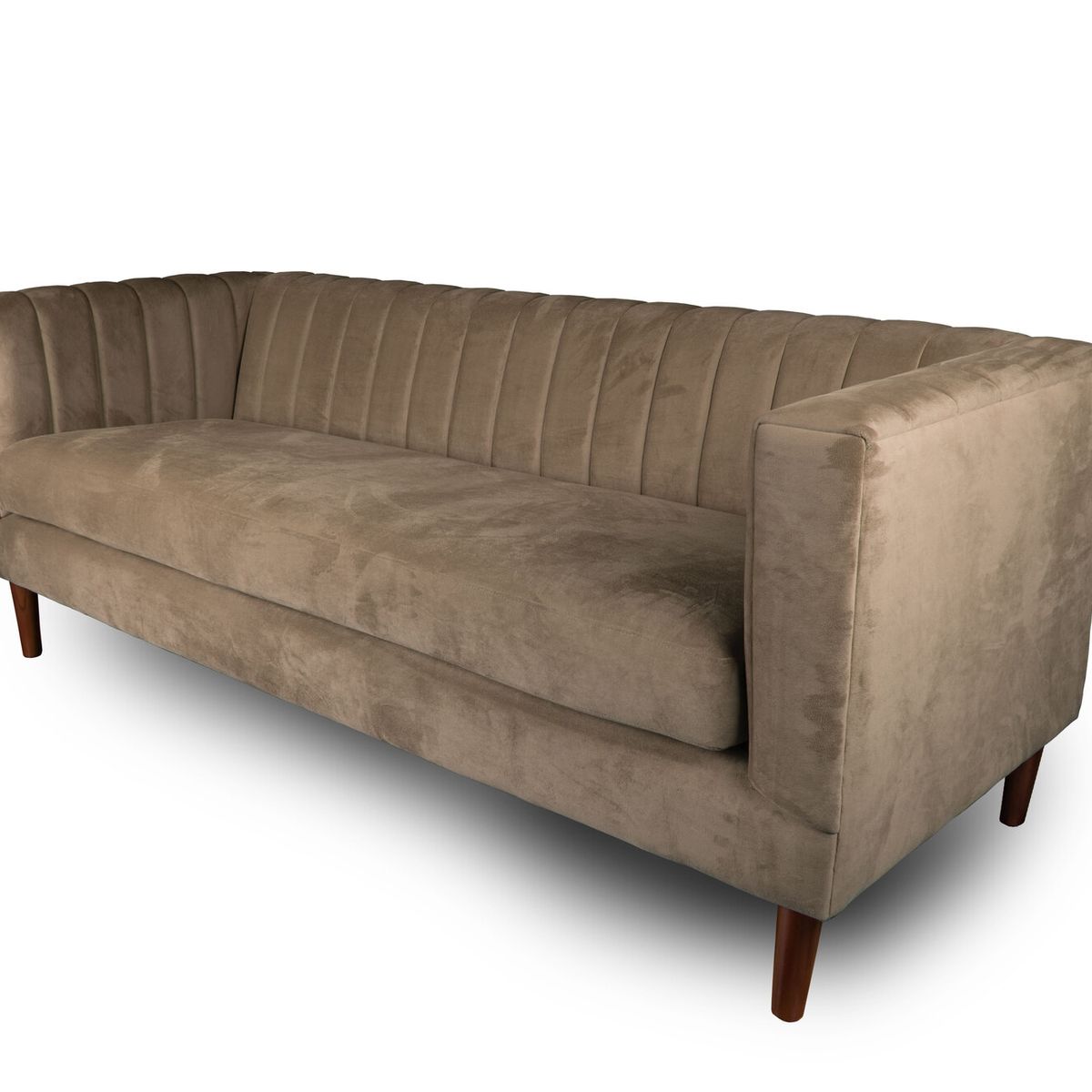 LATAM HOME - Sofá Sorrento 3 Cuerpos Tela Velvet Vivian Café